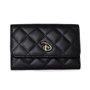 Women's Fold Over Wallet Rectangle Quilted PU - Disney Signature D Logo Gold Enamel - 1 of 4