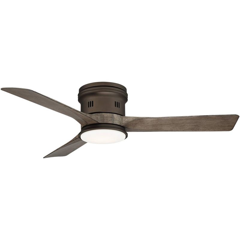 54" Casa Vieja Modern Hugger Low Profile Indoor Outdoor Ceiling Fan with Light LED Remote Bronze Wood Opal Glass Damp Rated Patio, 1 of 9