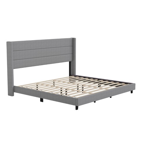 Merrick Lane Modern King Platform Bed With Padded Channel Stitched Gray ...