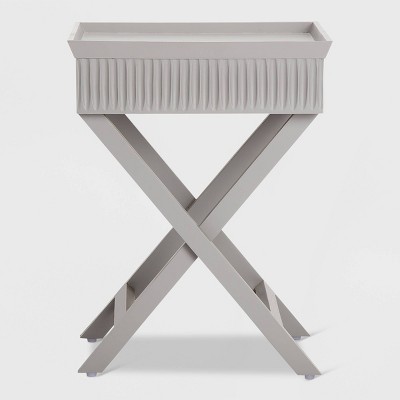 Gray Painted Wood Bedside Table with Drawer