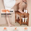 VEVOR Corner Teak Shower Bench, 18.5" Height 15.5" Radius, 100% Teak Wood Corner Shower Beach, 500 LBS with Storage Shelf, Shower Stool, Brown - 3 of 4