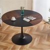 NicBex 47.24" Mid-century Round Dining Table,Kitchen Table with MDF Table Top and Metal Legs for 4-6 Seaters,Brown Black - 4 of 4