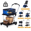 Collapsible Shopping Cart, Foldable Grocery Cart with Wheels and Removable Storage Crate, 2-Tier Portable Utility Cart for Groceries, Supermarket - 3 of 4