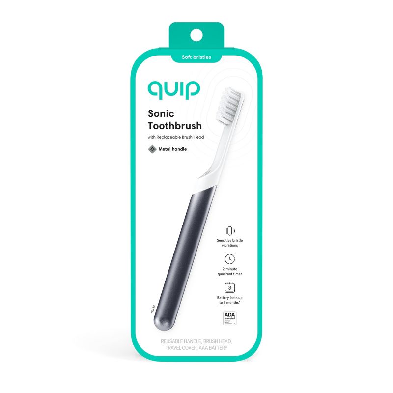 quip Sonic Electric Toothbrush - Metal | Timer + Travel Case/Mount, 3 of 17