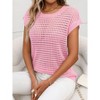 Womens Semi Sheer Lightweight Crochet Crew Neck Sweater Tops for Summer Cap Sleeve Casual Pullover Sweate - 3 of 4