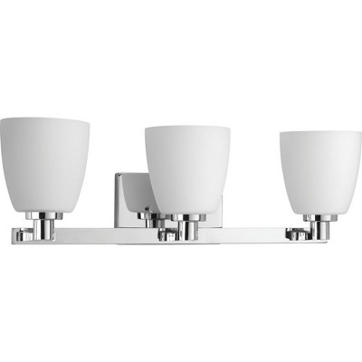 Progress Lighting Fleet 3-Light Bath Vanity in Polished Chrome with Etched Opal Glass Shade