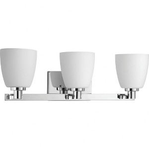 Progress Lighting Fleet 3-Light Bath Vanity in Polished Chrome with Etched Opal Glass Shade - 1 of 2