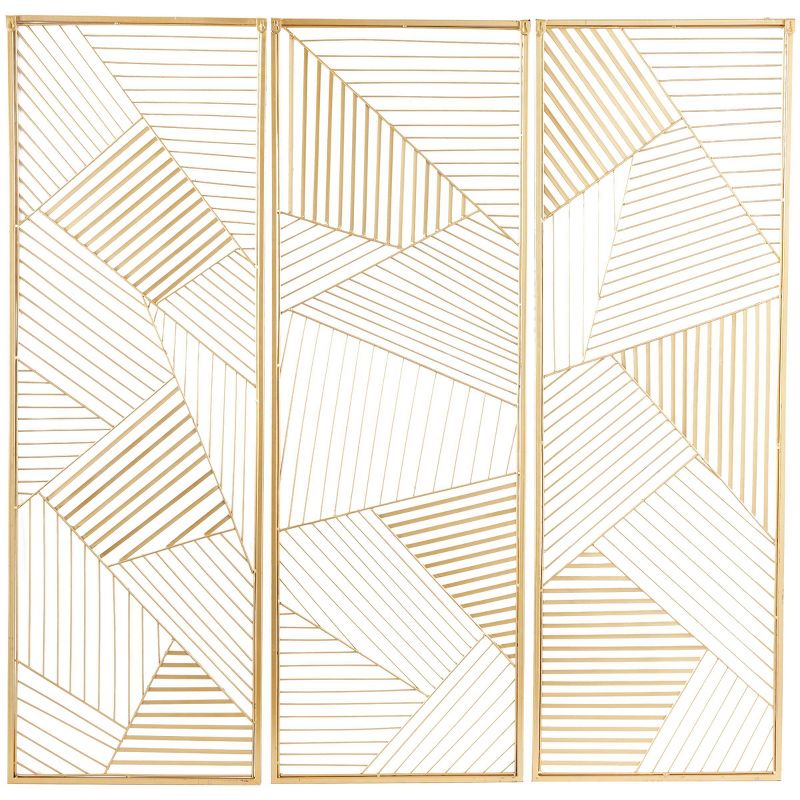 Set of 3 Metal Geometric Wall Decors with Gold Frame - CosmoLiving by Cosmopolitan, 4 of 6