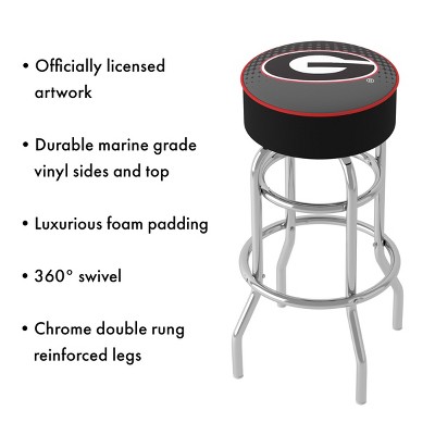 Adjustable Red Wood and Metal Swivel Bar Stool