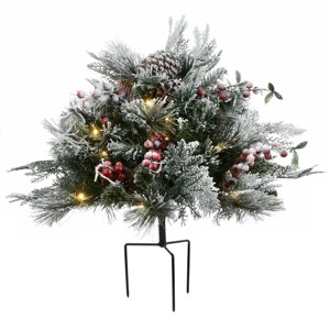 National Tree Company 1.5' Snowy Bedford Pine Urn Filler with 35 Warm White Battery Operated LED Lights with Timer: Christmas Tabletop Decor - 1 of 4