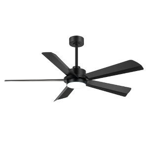 Airsurfer 56" Ceiling Fan with Integrated LED Light in Matte Black 5-Blade Modern Remote-Controlled Fan - 1 of 4