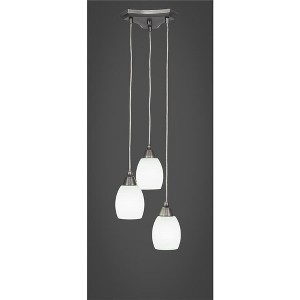 Toltec Lighting Europa 3 - Light Pendant in  Brushed Nickel with 5" White Linen  Shade - 1 of 1
