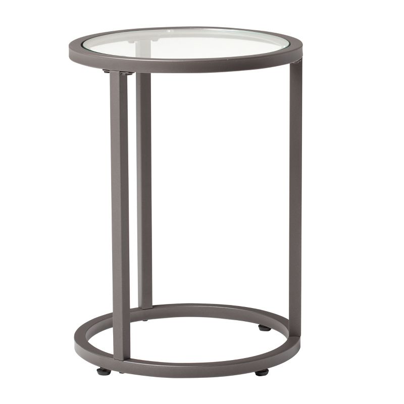 Home Camber Modern Glass Round Nesting Table 20 inches Gray - Studio Designs, 4 of 8