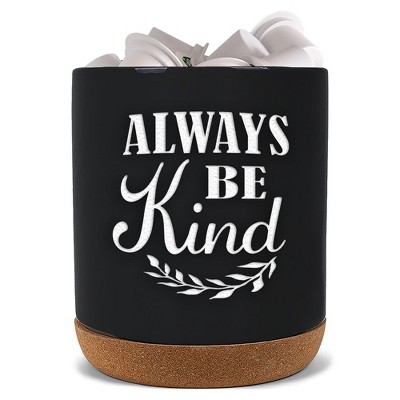 Elanze Designs Always Be Kind Black X-Large Cork Bottom, Kitchen Counter, Ceramic Stoneware, Coffee, Tea and Hot Chocolate, Machine Brewing, K Capsule