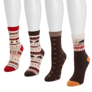 MUK LUKS Women's 4 Pack Holiday Boot Socks - 1 of 3