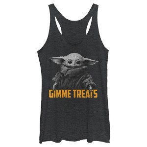 Women's Star Wars: The Mandalorian Halloween Grogu Gimme Treats Racerback Tank Top - 1 of 4