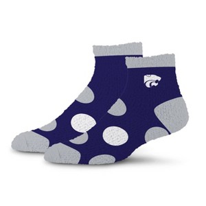 NCAA Kansas State Wildcats Big Dot Fuzzy Sleep Soft Socks: Ankle Knit Polka Dot Design - 1 of 3