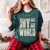 Joy To The World Block Distressed - Women's Garment Dyed Long Sleeve Graphic T-Shirt - 3 of 4