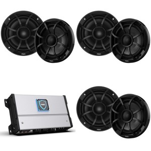 Wet Sounds HTM-6 - HTM Series Amplifier 900 Watt Full-Range Class-D 85x6 Watts RMS @4 OHM With 3 pairs Wet Sounds RECON 6-BG Recon Series 6.5" Coax... - 1 of 4