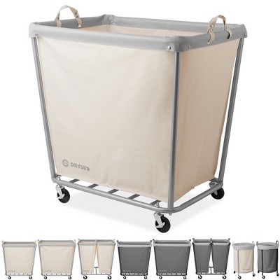 Dryser Round Commercial Heavy-duty Rolling Laundry Hamper, Steel Frame ...