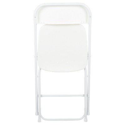 Set of 2 White Plastic Stackable Folding Chairs