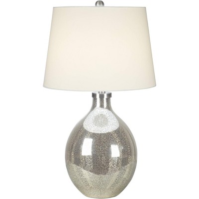 Pacific Coast Lighting Metallic Dawn 29 1/4" Tall Modern End Table Lamp Silver Antique Finish Mercury Glass Single Living Room Bedroom Bedside House