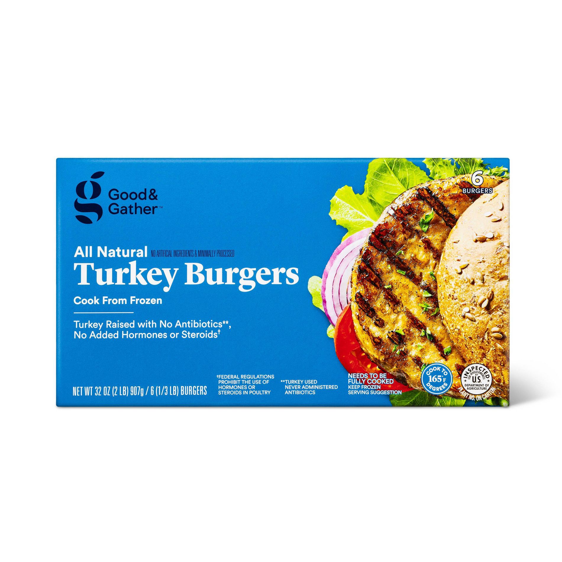 All Natural Turkey Burger Patties - Frozen - 32oz/6ct - Good & Gather™
