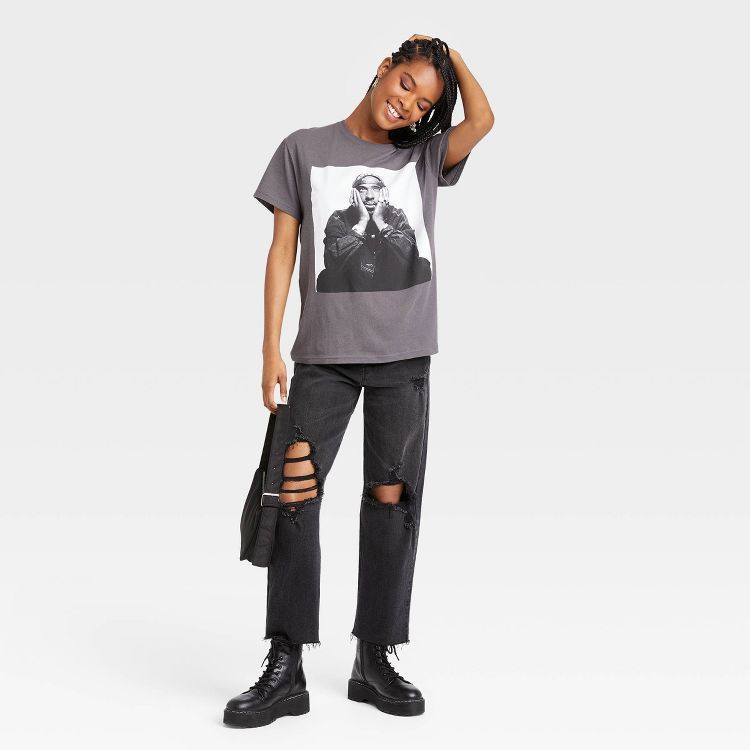Women's Tupac Short Sleeve Graphic T-Shirt - Black, 3 of 3