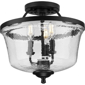 Progress Lighting, Bowman Collection, 3-Light Semi-Flush Mount, Matte Black, Clear Glass Shade - 1 of 4