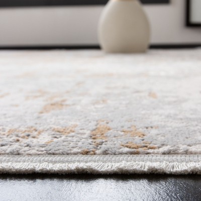 Handmade Gray Abstract Synthetic Area Rug 5'3" x 7'6"