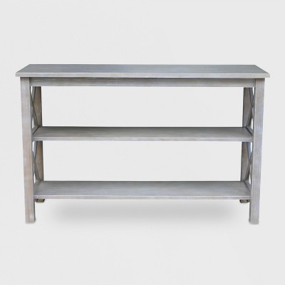 Transitional Hampton 48" Washed Gray Taupe Wood Console Table with Storage