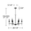 Franklin Iron Works Austin Semi Gloss Black Chandelier 28 1/2" Wide Modern Industrial 6-Light Candelabra Fixture for Dining Room - 4 of 4