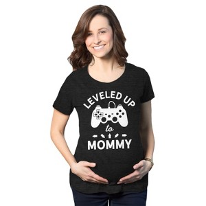 Maternity Leveled Up To Mommy T Shirt Cute Pregnancy Video Game Tee - Crazy Dog Maternity T Shirt - 1 of 4