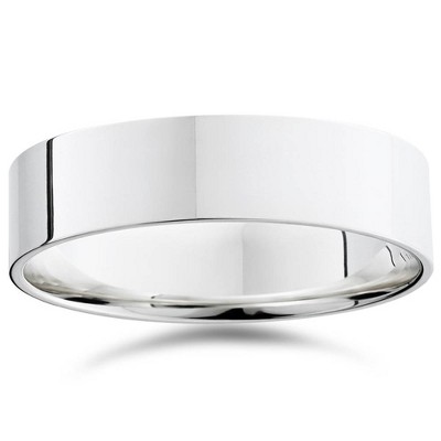 Pompeii3 14K White Gold Mens Flat Comfort Fit Plain Wedding Band