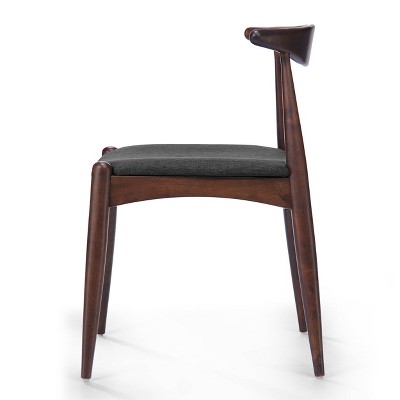 Set of 2 Charcoal Upholstered Walnut Wood Side Chairs