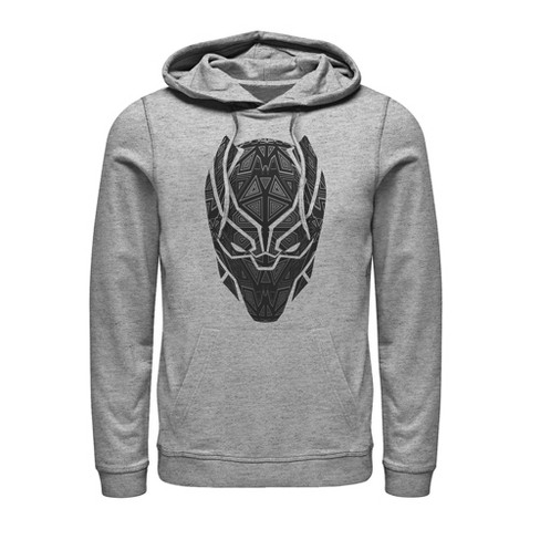 Men's Marvel Black Panther Ornate Mask Pull Over Hoodie - Athletic Heather  - Medium