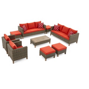 9 Piece Patio Conversation Sets with Cushions and Coffee Table - 1 of 4