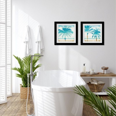 Americanflat Turquoise Palm Trees - Set of 2 Framed Prints by Wild Apple