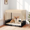 Tangkula Outdoor Dog Shelter w/Cushioned Bed & Removable Sunproof Canopy Raised Legs - 2 of 4