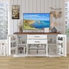 Okak Farmhouse Sideboard Buffet Cabinet with Storage, Fluted Wood Kitchen Console Table with 4 Doors & 3 Drawers for Dining Room Entryway - 3 of 4