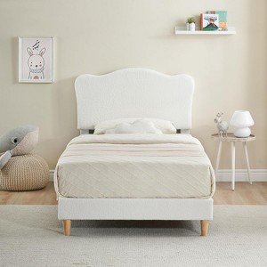 Twin size Bed Frame Upholstered Twin Size Platform with Headboard - 1 of 4