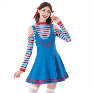 Clotth Womens Circus Dress for Halloween - Costume Cosplay Doll for Adult, Carnival Cosplay Dress with Top + Red Ribbon, Multicolor - 1 of 4