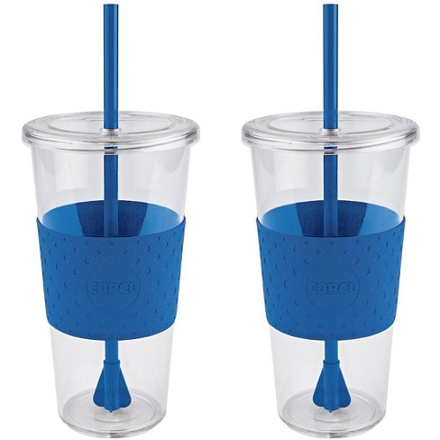 24/28oz Plastic Water Tumble with Straw and Lid,Iced Coffee Cup Reusable,  Wide Mouth Smoothie Cups, Straw Silicone Protective Sleeve BPA FREE