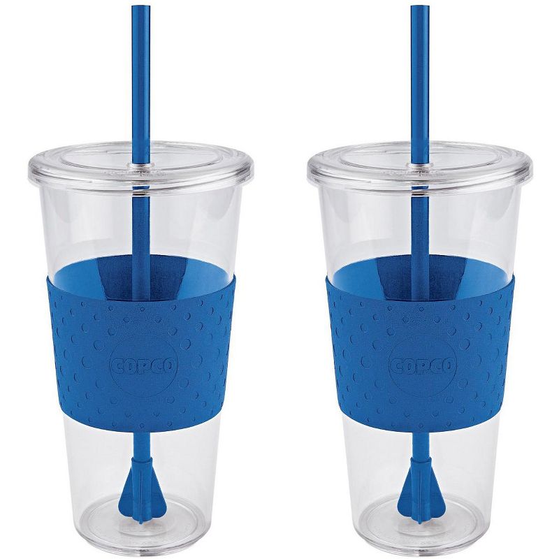 Copco Sierra 2-Pack 24 Ounce Iced Beverage Tumbler Cup with Straw & Spill Resistant Lid, BPA Free, 1 of 4