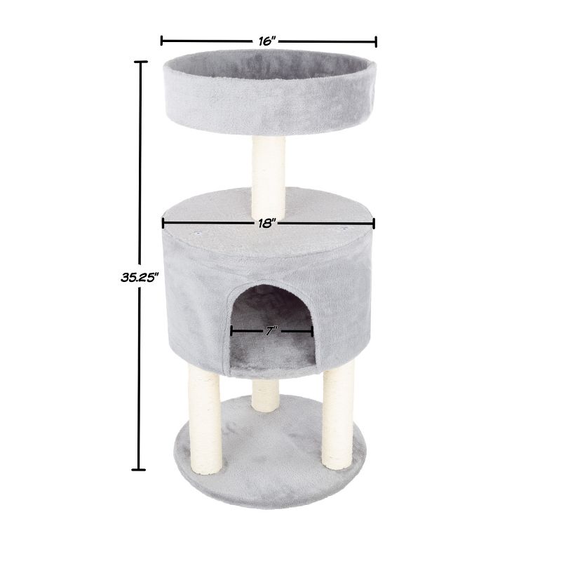 Pet Adobe 4-Tier Kitty Condo and Scratching Post – Gray, 5 of 8