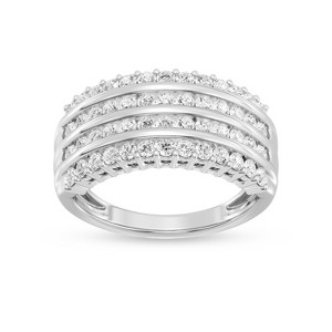 GILDED 1 Carat Total Weight Lab Grown Diamond Statement Ring Band in 14KT Gold Plated or 925 Sterling Silver, Size 7 - 1 of 4