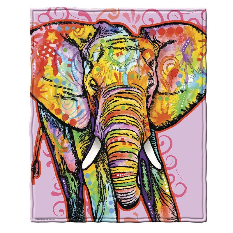 Dawhud Direct 50" x 60" Colorful Dean Russo Elephant Fleece Throw Blanket, 1 of 4
