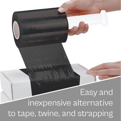 Supplyhut Black Stretch Wrap 5x1000ft 80 Gauge – 4 Rolls With Handles