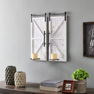 Set of 2 Eastman Farmhouse Barn Door Wall Sconce - FirsTime