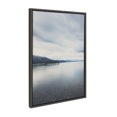 Lake Tahoe Reflections Framed Canvas Wall Art, 23x33, Dark Gray